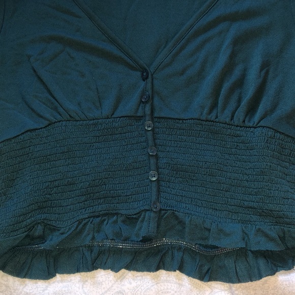 Urban Outfitters medium teal button-up, v-neck shirt - Picture 6 of 9